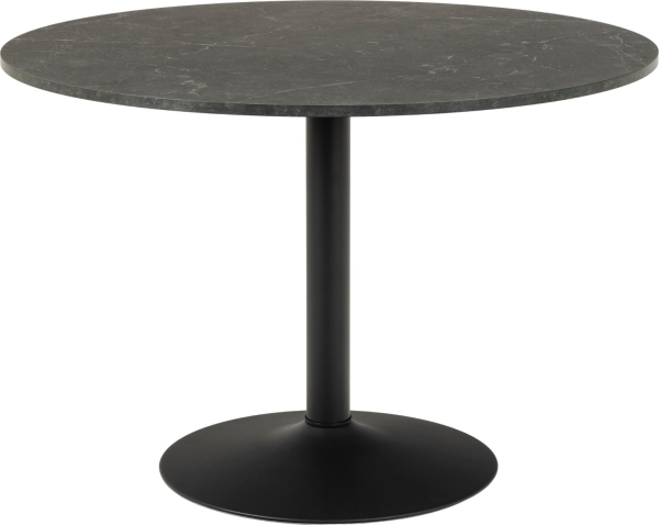 Rundt spisebord Signature Lenaya Ø110ÃH74 cm mat sort Izmir, melaminoverflade og pulverlakeret stålstel